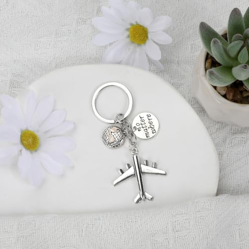 Airplane Keychains Travel Keychain for Women Compass Keyring Travel Airplane Keychain Gifts with Angel Charm - color: Style 4