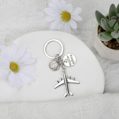 Airplane Keychains Travel Keychain for Women Compass Keyring Travel Airplane Keychain Gifts with Angel Charm - color: Style 4