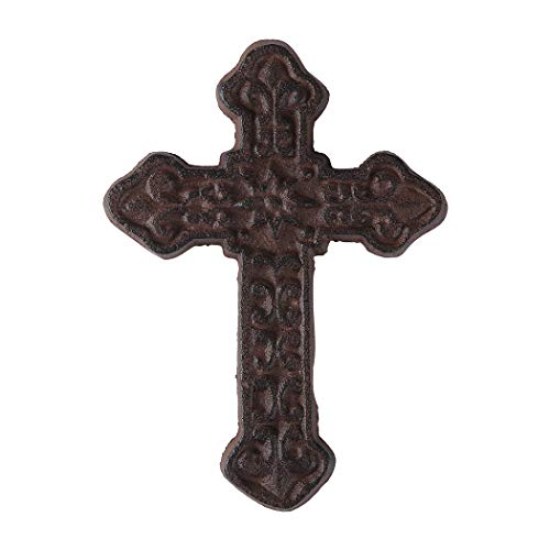 BRASSTAR Cast Iron Wall Cross Decoration, Rustic Antique Metal Cross