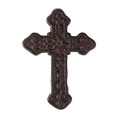BRASSTAR Cast Iron Wall Cross Decoration, Rustic Antique Metal Cross