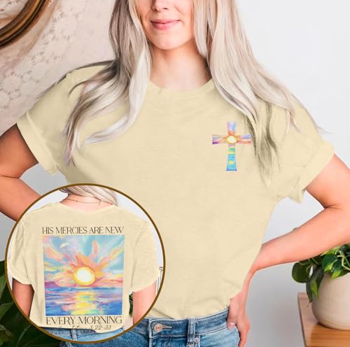 Christian Shirts for Women Bible Verse Shirt Jesus Faith T-Shirt Inspirational Religious Gift Tee Tops - color: Apricot, size: Medium