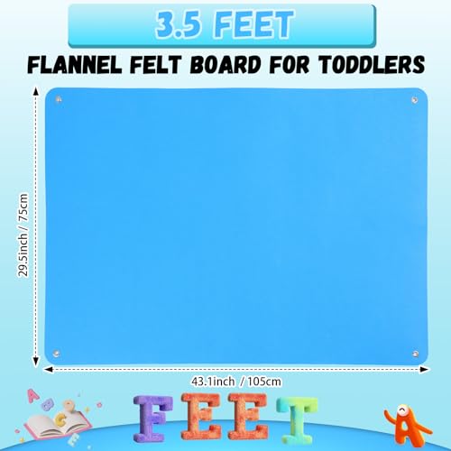Poen 2 Pcs 41 x 29 Inch Felt Board Toddlers Flannel Board Stories Felt Stories Activities Play Kits for Preschool Classroom Wall Hanging Boys Girls Birthday Gifts Homeschooling Activity, Blue, Black