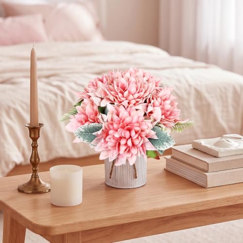 6 Set Pre-Made Flower Table Centerpieces (Retro Pink, 6 X Dahlias Table Centerpieces) - color: Retro Pink, size: 6 X Dahlias Table Centerpieces