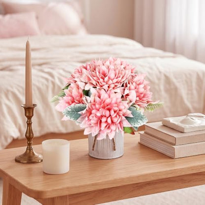 6 Set Pre-Made Flower Table Centerpieces (Retro Pink, 6 X Dahlias Table Centerpieces) - color: Retro Pink, size: 6 X Dahlias Table Centerpieces