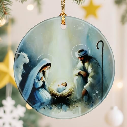 Nativity Scene Christmas Ornament, Jesus’ Birth Christmas Ornament, Holy Family Decoration, Religious Holiday Decor | Gifts for Christian, Gifts for Religious Women - Style A - color: Nativity-a