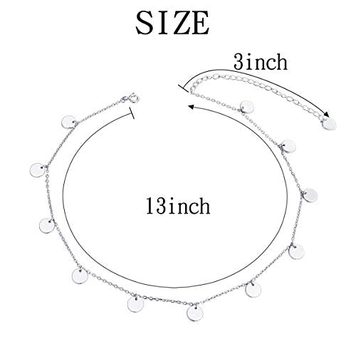 DAOCHONG Women S925 Sterling Silver Disc Statement Choker Necklace - style: Dot