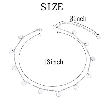 DAOCHONG Women S925 Sterling Silver Disc Statement Choker Necklace - style: Dot