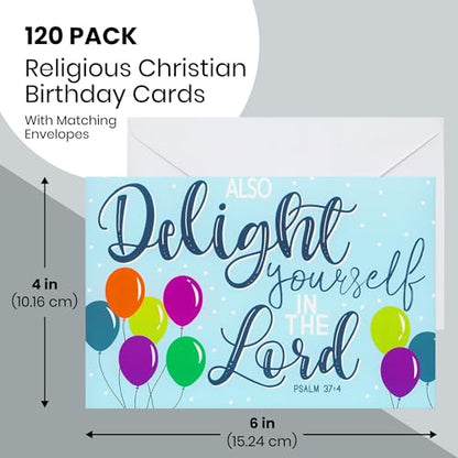 Birthday Cards 120PK with 6 Bible Verses – Christian Birthday Cards Bulk, Religious Greeting Cards with Envelopes, Scripture Cards for Men & Women, Inspirational Christian Cards for Any Occasion
