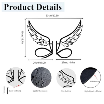 DUOOLN Angel Wings Metal Wall Decor Art, Abstract Butterfly Sculpture-Black - color: Black - Angel's Wings Large