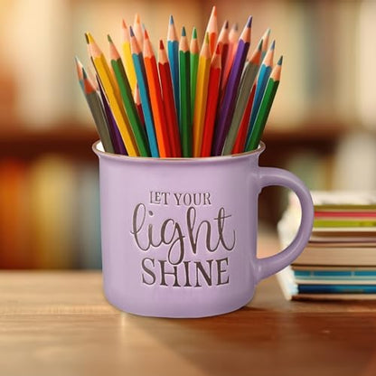 Christian Art Gifts Lavender Camp Style Let Your Light Shine Ceramic Coffee Mug - style: Let Your Light Shine