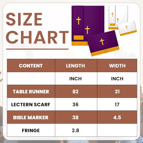 Cutecrop 3 Set Parament Table Runner Altar Cloth Purple and White - color: Purple and White