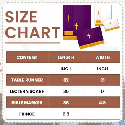 Cutecrop 3 Set Parament Table Runner Altar Cloth Purple and White - color: Purple and White