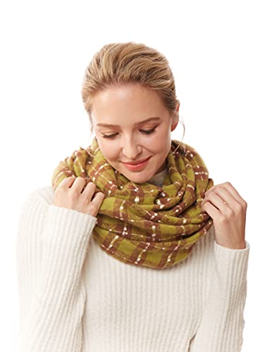 ScarvesMe Women's Check and Plaid Soft Infinity Loop Winter Fall Warm Scarf - color: Lof1252_olive