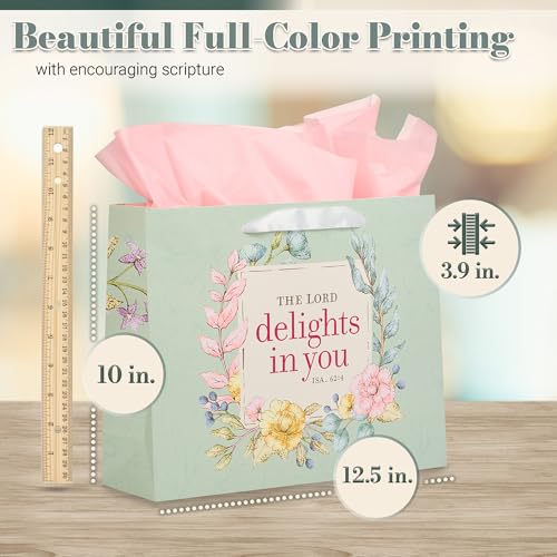 Christian Art Gifts Large Gift Bag with Card & Tissue Paper, Lord Delights - color: Lord Delights/Multi, style: Large Landscape