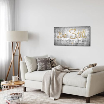 Modern Black Grey Gold Inspirational Bible Verse Wall Art 20x40''