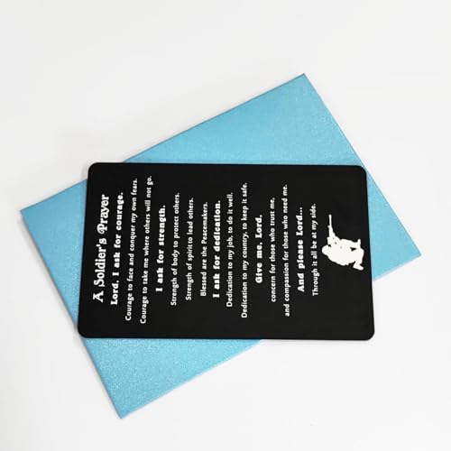 Inspirational Gifts for Soldier - Engraved Metal Soldier's Prayer Card