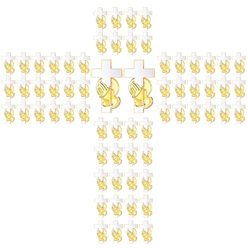 Weddingcrowye 8/50/100/200 Pcs Small Cross Praying Hand Lapel Pins