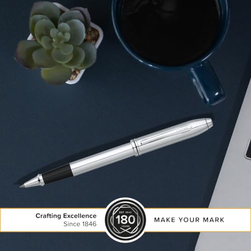 Cross Townsend Lustrous Chrome Rollerball Pen, Medium Point, Black Ink - color: Lustrous Chrome