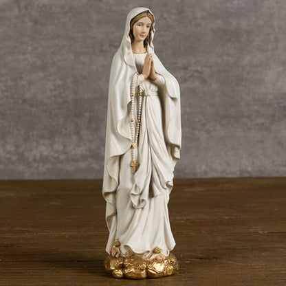 BC Catholic Our Lady of Lourdes Statue, 6" H Blessed Virgin Mary Mother Figure, Inspirational Home décor, Religious Gift,Handpainted Renaissance Sculpture Purity & Grace Collection from Buildclassic - color: Gold&white Lourdes
