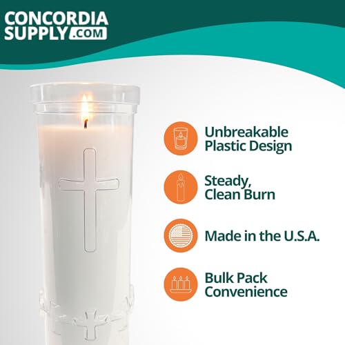 Concordia Supply 7-Day Sanctuary Candle, White, 8" x 3", Pack of 12