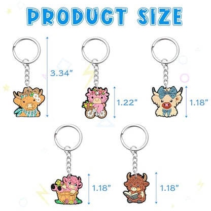 Cute Keychain Bulk,Cute Key Chain for Car Keys Purse Bag Rewards - color: Highland Cow-30
