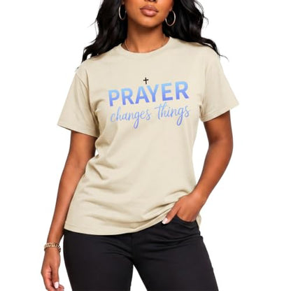 BeWithYou Christian Shirts for Women Religious Faith Jesus God Tshirts Inspirational Bible Verse Cross Graphic Tee Casual Top - color: Apricot, size: XX-Large