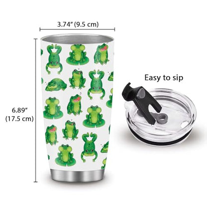 WIRESTER 20 OZ Stainless Steel Tumbler With Lid, Double Wall Vacuum Insulated Tumbler, Coffee Travel Mug Cup for Hot Cold Drinks - Green Frog Funny Playful Postures - color: Green Frog Funny Playful Postures