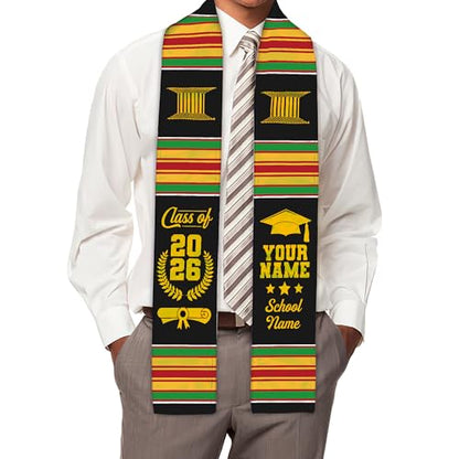 MDPrints Global Kente Graduation Sash 2026, Black Girl Magic Graduation Sash 2026, Class of 2026 Graduation Gift - color: Kente Dk02