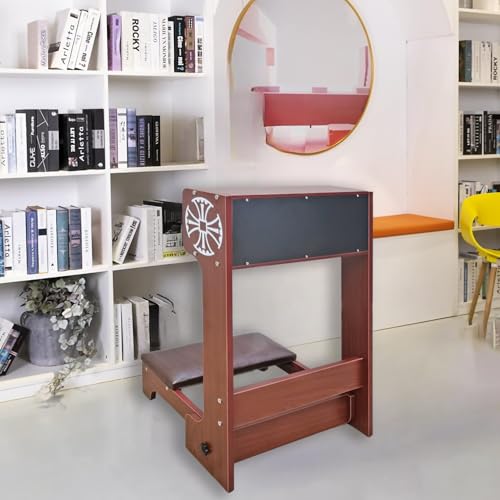 FixtureDisplays® 20 X 32 X 20" Prayer Bench, Padded Kneeler with Book Shelf, Sturdy Wood (MDF) Easy Fold-Away Prayer Table Chair 10211-NPF
