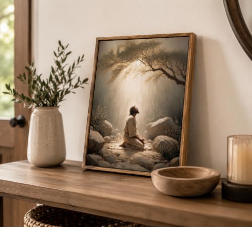 Framed Jesus Prayers Canvas Wall Art, God Divine Mercy Painting, 12x16in - color: Framed Jesus Prayers, size: 12x16in