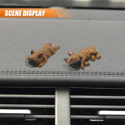 2PCS Resin Bulldog Car Dashboard Ornaments, Darkbrown - color: Darkbrown