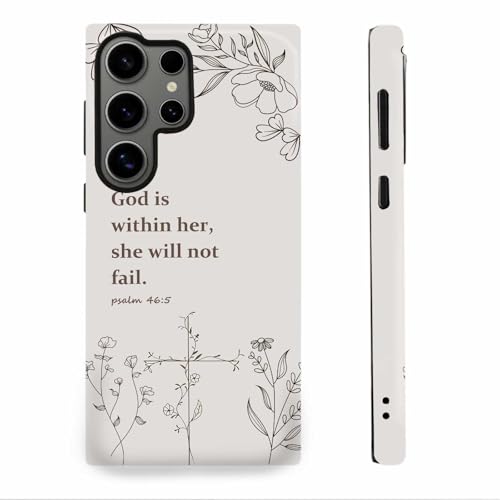 Christian Cross Faith Bible Verses Phone Case for Samsung Galaxy S23 Ultra, Shockproof Soft TPU & Hard PC Hybrid 2-Layer Protective Phone Cover for Women Girls Gray - color: Gray, size: Galaxy S23 Ultra