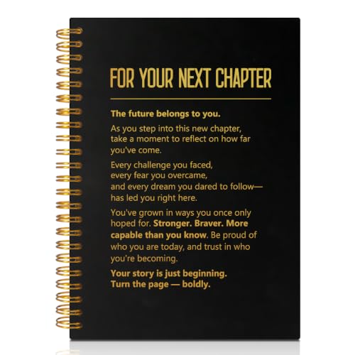 For Your Next Chapter Hardcover Spiral Notebook, Funny 160 Pages Journal Lined Notebook, Goodbye Gifts for Friends, Going Away Gifts for Coworker, New Beginnings Presents for Colleague Friends - color: Black119