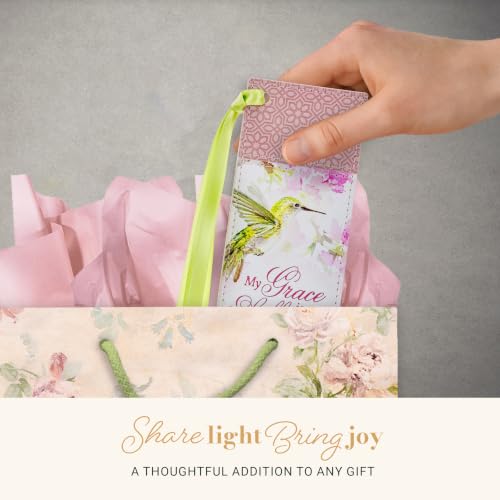 Christian Art Gifts Faux Leather Scripture Bookmark: Grace is Sufficient - color: Pink - Grace