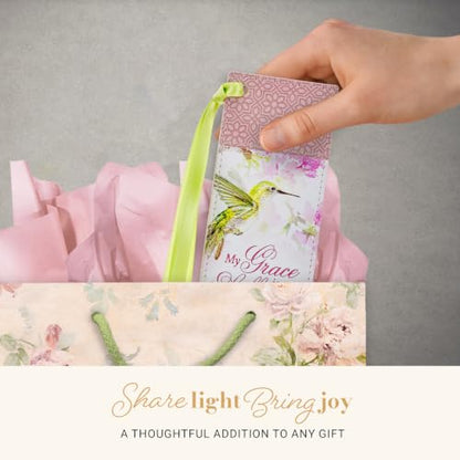 Christian Art Gifts Faux Leather Scripture Bookmark: Grace is Sufficient - color: Pink - Grace