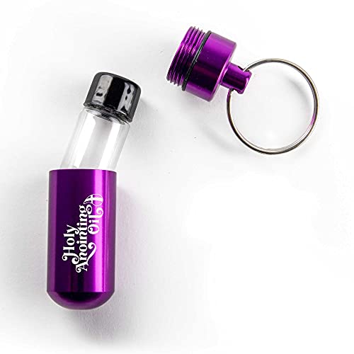 Logos Trading Post Anointing Oil Bottle with Purple Keychain Container - color: Purple