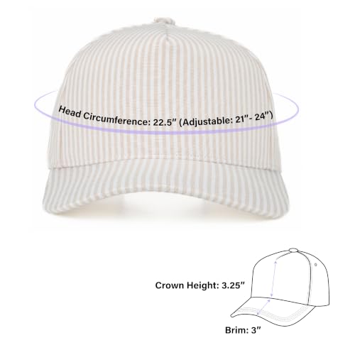 C.C Women's Criss-Cross Ponytail Trucker Hat - Snapback, One Size - color: Cotton Stripe-beige