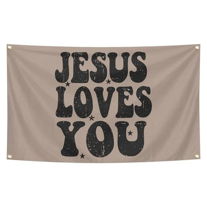Jesus Loves You Tapestry 3X5 Ft Funny Tapestry Decoration for College Bedroom Room Dorm Wall Aesthetic Decor