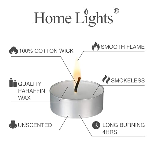 Tealight Candles - 4 Hours - Giant 100,200,300 Bulk Packs - HomeLights White Unscented European Smokeless Tea Lights for Shabbat, Weddings, Christmas, Home Decorative - 200 Pack - size: 200 Pack