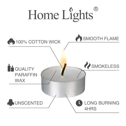 Tealight Candles - 4 Hours - Giant 100,200,300 Bulk Packs - HomeLights White Unscented European Smokeless Tea Lights for Shabbat, Weddings, Christmas, Home Decorative - 200 Pack - size: 200 Pack