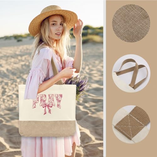 Tote Bag, Gifts for Women Friends Girlfriend Coworker Wife Mom Reusable Tote Bags Birthday Thank You Gift - color: Pink Pray