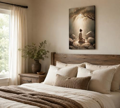 CXKAWM Jesus in Gethsemane Wall Art, Christian Canvas Prints, 24x36in - color: Jesus Prayers Wrapped Canvas, size: 24x36in