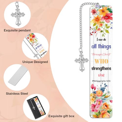 Christian Metal Bookmarks Gifts, Inspirational Verse Bible Bookmark, Religious Gifts for Women, Bible Study Supplies for Book Lovers Men Friend Bookworm, Christmas Graduation Gift - style: I can do all things Through Christ WHO strengthens