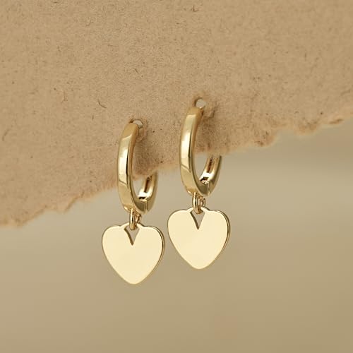 Earrings for Women 14K Gold Plated Huggie Hoop Dangle - color: 03. Heart