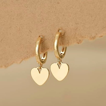Earrings for Women 14K Gold Plated Huggie Hoop Dangle - color: 03. Heart