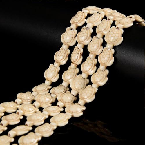 100Pcs White Turquoise Turtle Gemstone Spacer Beads for Jewelry Making - color: White Turtle 14x18mm