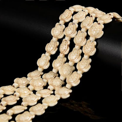 100Pcs White Turquoise Turtle Gemstone Spacer Beads for Jewelry Making - color: White Turtle 14x18mm