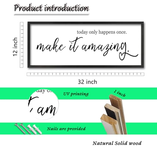 ZZJJHYWGQ oday Only Happens Once Make It Amazing Sign, Black, 32"×12" - color: Today Only Happens Once Make It Amazing (Black), size: 32"L x 12"W