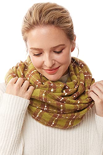 ScarvesMe Women's Check and Plaid Soft Infinity Loop Winter Fall Warm Scarf - color: Lof1252_olive