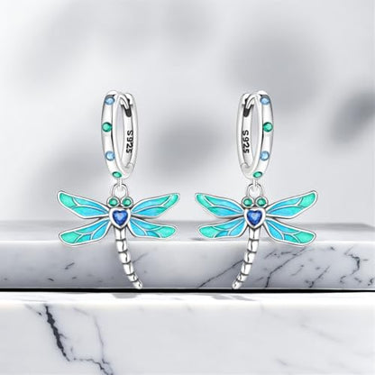 925 Sterling Silver Drop & Dangle Earrings for Women,Butterfly Dragonfly and Bee|Flower and leaf Earrings, Suitable for Sensitive Ears Fashion Jewelry Gift- Hypoallergenic Earrings - color: Dragonfly